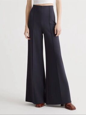 Quince Navy High-Rise Wide-Leg Pants